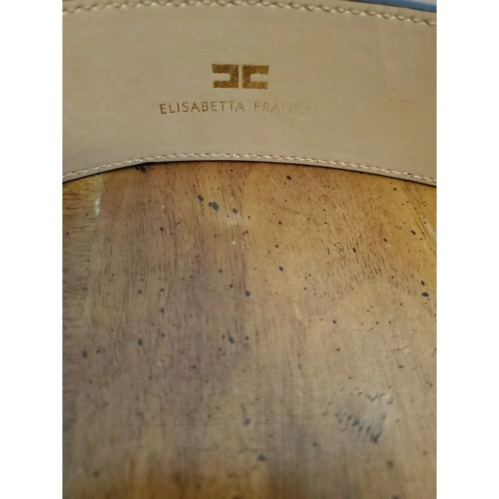 Elisabetta Franchi Black Wide Leather Belt Logo Gold Buckle Size 42 NWT New